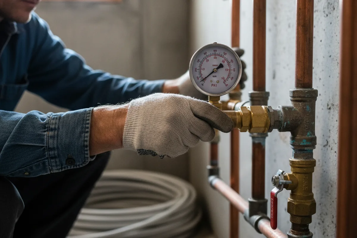 Pressure testing a repaired line during Water Line Repair in Lakewood